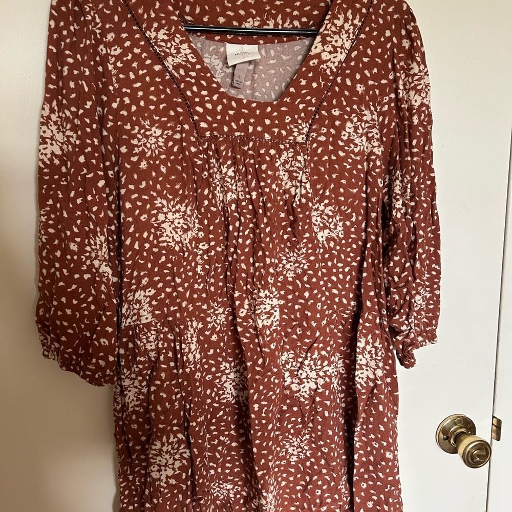 Knox Rose Brown and White Patterned Dress